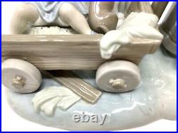 Lladro Spain Girl Pulling Boy & Dog In Wagon Figurine 1245 Handmade, Retired
