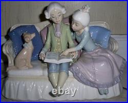 Lladro Spain Porcelain Figure Sculpture Story Time 5229 Boy Girl Dog on Couch