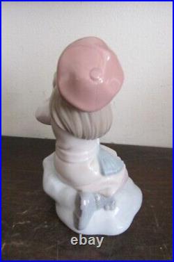 Lladro Spain Porcelain Figurine 8265 I'll Keep You Warm Girl Dog