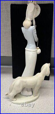 Lladro Stepping Out Lady Afghan Hound Dog #1537 Figurine