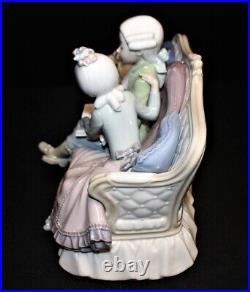 Lladro Story Time Figurine 5229 Girl Boy Reading on Couch with Dog, Original Box