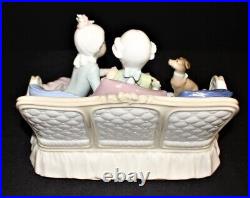 Lladro Story Time Figurine 5229 Girl Boy Reading on Couch with Dog, Original Box