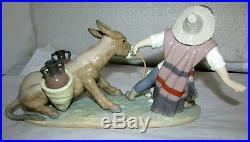 Lladro Stubborn Donkey Figurine 5178 Boy With Dog Pulling Donkey Mint In Box