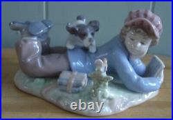 Lladro Study Buddies Figurine #5451 Boy Dog & Bird