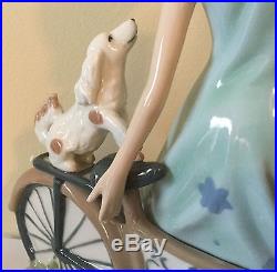 Lladro Style like Girl with Bicycle, Dog, & Flowers Exquisite Rare Stunning