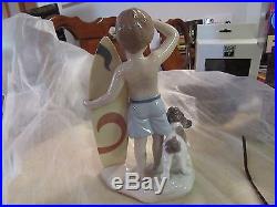 Lladro Surf's Up 2005 Porcelain Figurine of Boy Surf Board Dog Retail $465