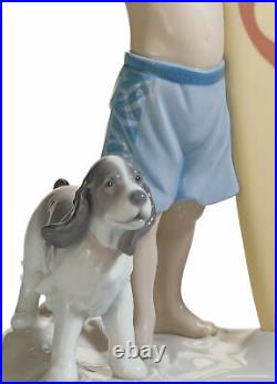 Lladro Surf's Up Boy Figurine #8110 Brand Nib Beach Surf Board Dog Save$$ F/sh