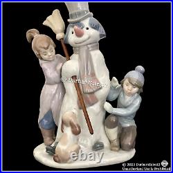 Lladro THE SNOWMAN #5713 Children & Dog Excellent Condition withOriginal Box Retd