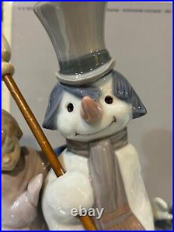 Lladro THE SNOWMAN Retired 1989 Glazed MINT IN BOX Children And A Puppy Precious