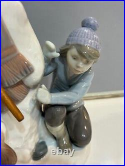 Lladro THE SNOWMAN Retired 1989 Glazed MINT IN BOX Children And A Puppy Precious