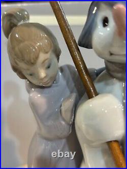 Lladro THE SNOWMAN Retired 1989 Glazed MINT IN BOX Children And A Puppy Precious