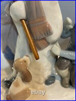 Lladro THE SNOWMAN Retired 1989 Glazed MINT IN BOX Children And A Puppy Precious