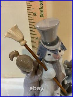 Lladro THE SNOWMAN Retired 1989 Glazed MINT IN BOX Children And A Puppy Precious