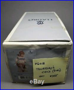 Lladro THURDAY'S CHILD #6018 FIGURINE School Girl & Dog with BOX Excellent