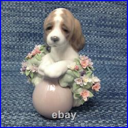 Lladro Take Me Home 6574 Dog with Flowers Figurine 4.25 EUC in Box