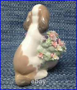 Lladro Take Me Home 6574 Dog with Flowers Figurine 4.25 EUC in Box