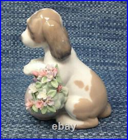 Lladro Take Me Home 6574 Dog with Flowers Figurine 4.25 EUC in Box