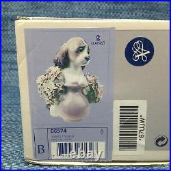 Lladro Take Me Home 6574 Dog with Flowers Figurine 4.25 EUC in Box