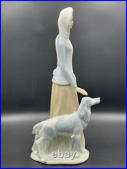 Lladro Tengra Woman With Her Dog Made In Spain 15 Tall Figurine Sculpture