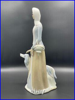 Lladro Tengra Woman With Her Dog Made In Spain 15 Tall Figurine Sculpture