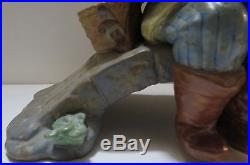 Lladro The Old Fishing Hole Boy with Dog on Bridge Fishing Figurine