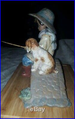 Lladro The Old Fishing Hole Gres Figurine 2237 Boy Fishing With Dog Retired