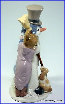 Lladro The Snow Man # 5713 Children With Snowman And Dog $500 Value Mib