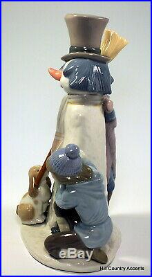 Lladro The Snow Man # 5713 Children With Snowman And Dog $500 Value Mib