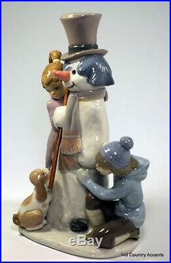 Lladro The Snow Man # 5713 Children With Snowman And Dog $500 Value Mib