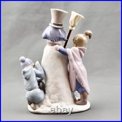 Lladro The Snow Man 5713 Signed Children Dog Snowman 8.5 Inch Porcelain Figurine