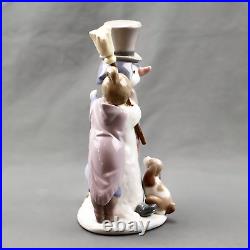 Lladro The Snow Man 5713 Signed Children Dog Snowman 8.5 Inch Porcelain Figurine