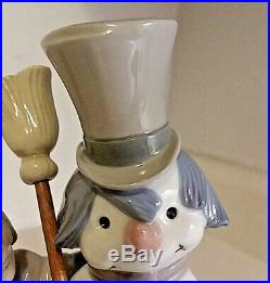 Lladro The Snowman 5713 With Boy And Girl And Dog Retired Excellent Condition