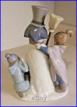 Lladro The Snowman 5713 With Boy And Girl And Dog Retired Excellent Condition