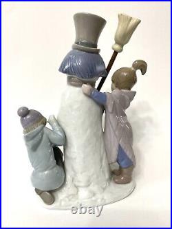 Lladro The Snowman Figurine Boy Girl Dog Building Snowman #5713 With No Box
