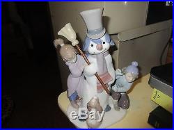 Lladro The Snowman Figurine with children and dog #5713 -perfect condition