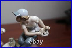 Lladro This One's Mine # 5376 Porcelain Figurine Boy Mother Dog Puppies Signed