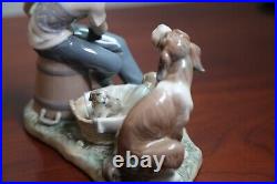 Lladro This One's Mine # 5376 Porcelain Figurine Boy Mother Dog Puppies Signed