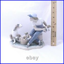 Lladro This One's Mine # 5376 Porcelain Figurine Boy with Mother Dog and Puppies