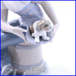 Lladro This One's Mine # 5376 Porcelain Figurine Boy with Mother Dog and Puppies