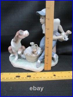 Lladro This One's Mine A Boy With A Dog And Puppies Figurine