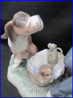 Lladro This One's Mine A Boy With A Dog And Puppies Figurine