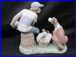 Lladro This One's Mine A Boy With A Dog And Puppies Figurine