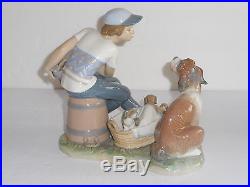Lladro This One's Mine Boy with Dogs Puppies Glazed Porcelain Figurine 5376