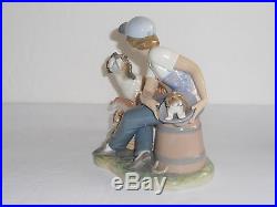 Lladro This One's Mine Boy with Dogs Puppies Glazed Porcelain Figurine 5376