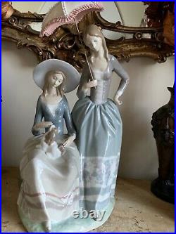 Lladro Two Young Women And A Dog