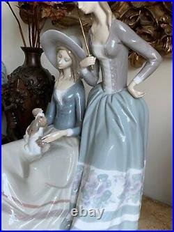 Lladro Two Young Women And A Dog