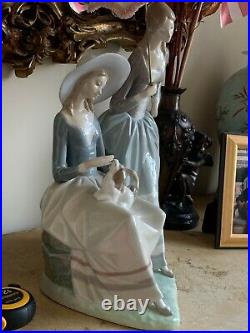 Lladro Two Young Women And A Dog