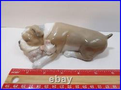 Lladro Unlikely Friends Figurine Dog & Cat Napping #6417 Retired 2005