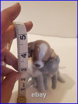 Lladro Utopia Against All Odds Figurine Kitten Puppy Cuddling 4.25