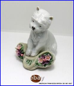 Lladro Utopia Playful Character White Westie Puppy Dog and Flowers no box #8207